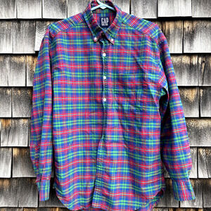 Vintage 90’s Gap Men’s Plaid Button Down Shirt Size XL 100% Heavyweight Cotton